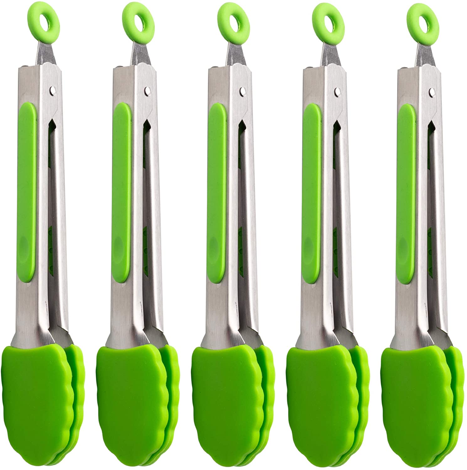 Mini Tongs with Silicone Tips 7-Inch Kitchen Tongs Set of 3 Black