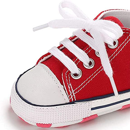 Baby Girls &amp; Boys Canvas Denim Unisex Soft Sneakers Anti-Slip High-Top Ankle Infants&
