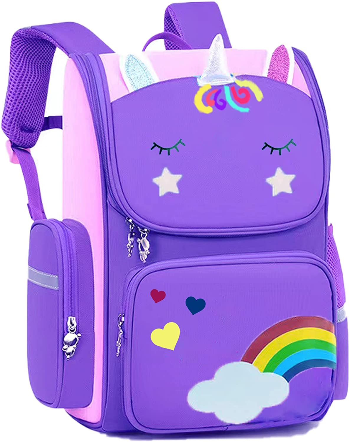KABOER 10Inch Fashion Kindergarten Cute Unicorn Little Girls Boys Kids  School Bags Book Backpacks Unicorn Rucksack School Season Gift(purple) 