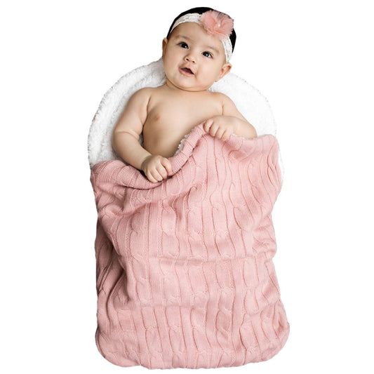 Newborn Baby Swaddle Blanket Wrap, Thick Baby Kids Toddler Knit Soft Fleece Blanket Swaddle Sleeping Bag Sack Stroller Sleep Bag Unisex Wrap for 0-14 Month Baby Boys Girls